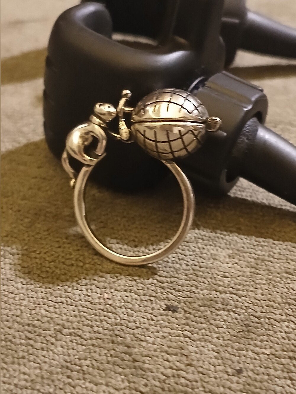 Silver Globe And Cat Charm Ring - Women Jewelry #6